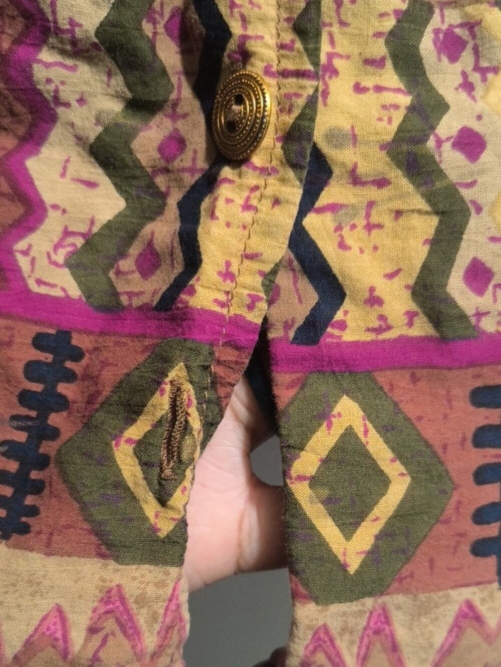 Sun & River Purple Multi-Stripe Aztec Button-Down Top - Picture 3 of 3